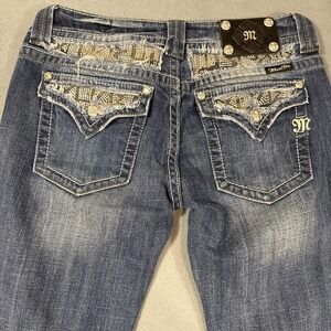 Y2K MISS ME WOMENS 30/26 1/2 SKINNY JP5002552 JEANS EMBELISHED WHISKERING